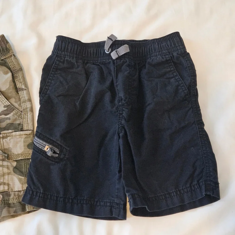 Hanna Andersson Cargo Shorts‎ Kids Size 3 Lot of 2  Black Camo Utility Summer